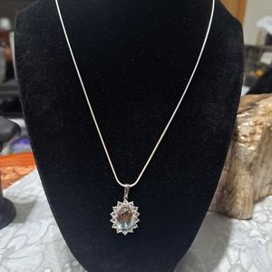 Sts Chuck Clemancy sterling silver mystic topaz pendant on 925 20" chain
